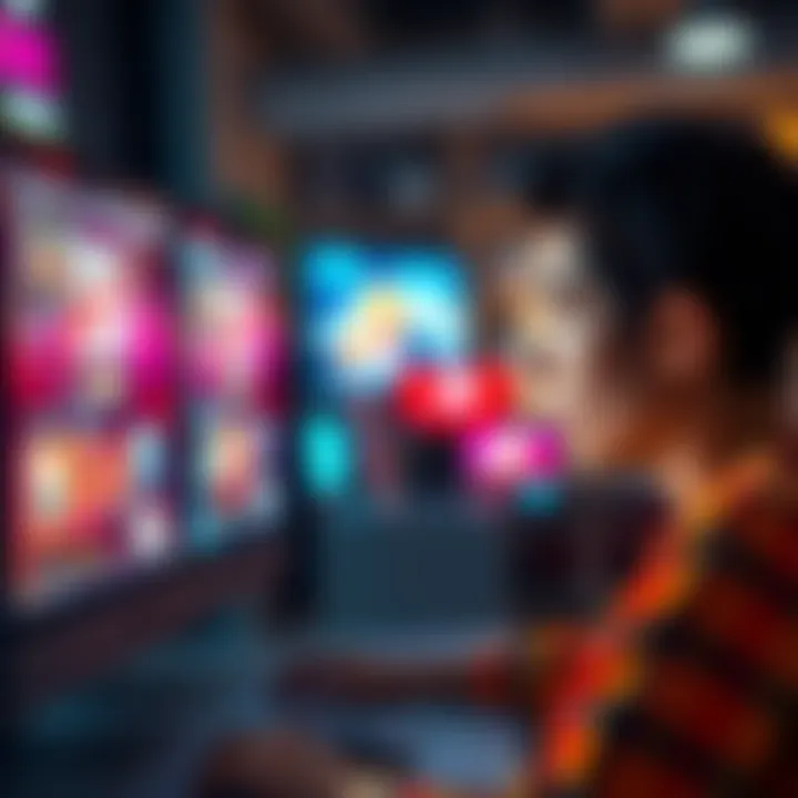 Frustrated person looking at ads A person sitting in front of a computer with a frustrated expression while watching endless ads on the screen