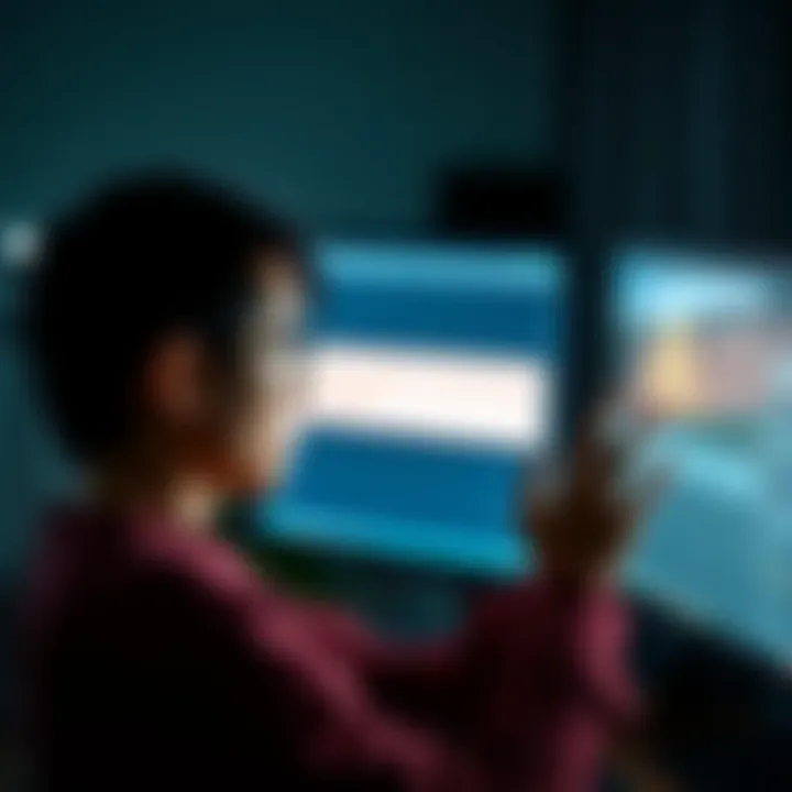 A person showing frustration while staring at a computer screen displaying an error message instead of loading ads