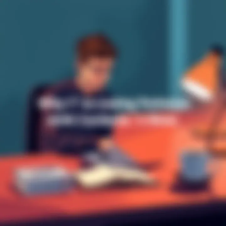 A frustrated person sitting at a desk with a laptop, looking displeased as they wait for Cardano's progress. A book and a coffee cup are on the desk, symbolizing small contributions and creativity.