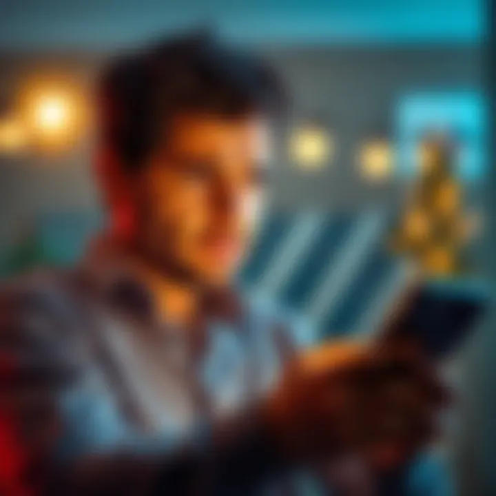 Person looking frustrated while checking rental boost ads on a smartphone