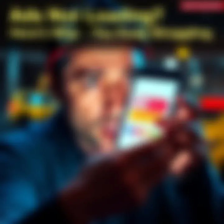 A person looking frustrated while holding a smartphone that shows ads not loading properly