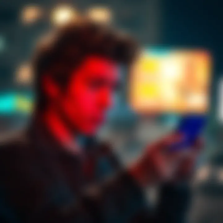 Frustrated person using smartphone Person looking confused while trying to verify their ID on a smartphone with Revolut app