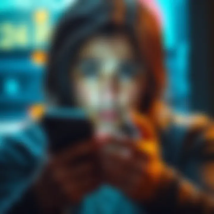 A person looks worried while using a smartphone, showing a LTC wallet app with error messages on the screen, illustrating the struggle to restore their wallet after transferring between apps.