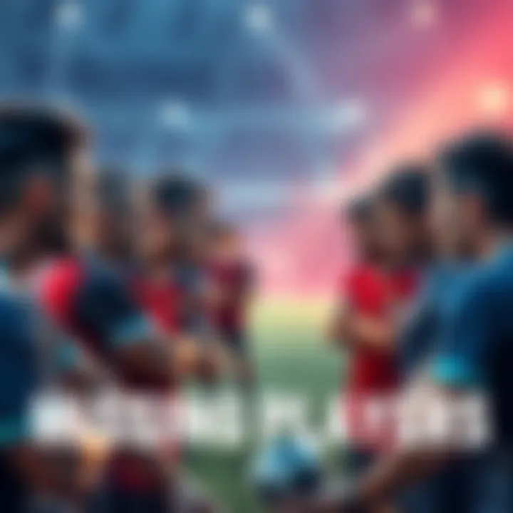 A group of soccer game players showing signs of frustration while talking about the absence of key players in packs, highlighting concerns over game fairness.