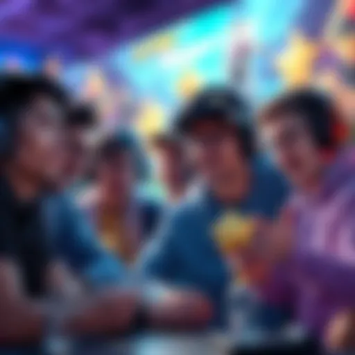 A group of gamers expressing disappointment over missing rewards on a gaming platform, with game visuals in the background.