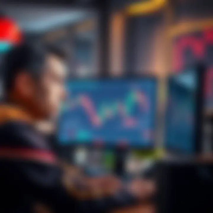 A trader looking frustrated at their computer screen showing a halted trading platform during a market surge