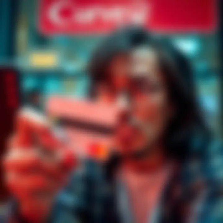 A person looking frustrated while holding a blocked credit card, reflecting disappointment with customer support