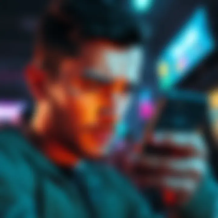 A person looking at their phone with a concerned expression while trying to download a game from the Atlas Arcade app