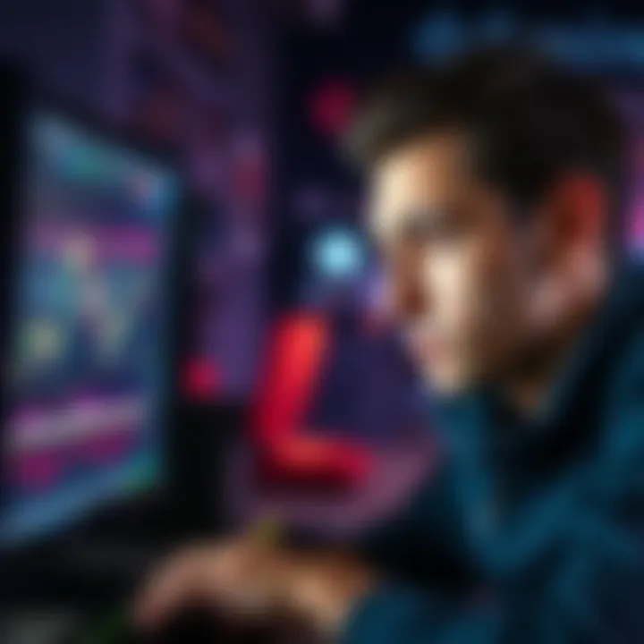 A person looking at a computer screen with a concerned expression, reflecting frustration over lack of communication from a trading platform.