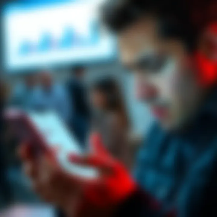 A person showing frustration while checking their Revolut banking app on a smartphone with flagged transfer notifications