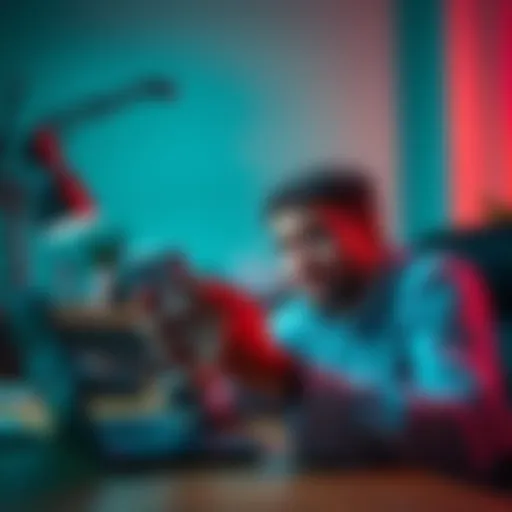 A person sitting at a desk, looking frustrated while checking the Revolut app on their phone, questioning the promotions offered.