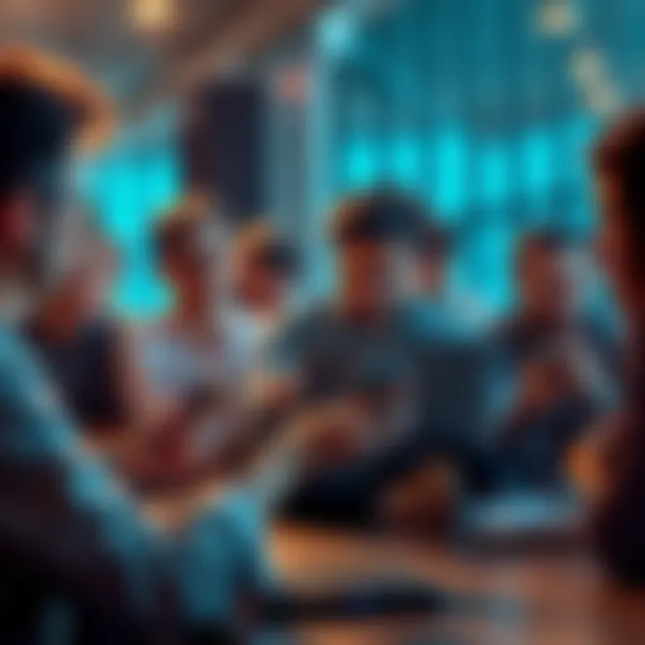 A group of people expressing frustration over KYC problems in a digital setting, with phones and laptops open showing the Pi Network platform.