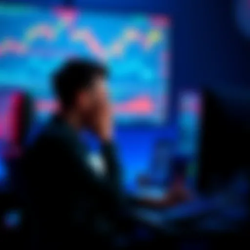 A person sitting at a computer showing frustration over failed USDC transfer attempts, with charts and digital currency symbols visible on the screen.