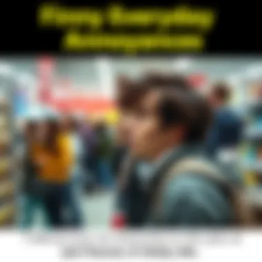 A person rolling their eyes at a long line in a store, capturing the frustration of daily life annoyances.
