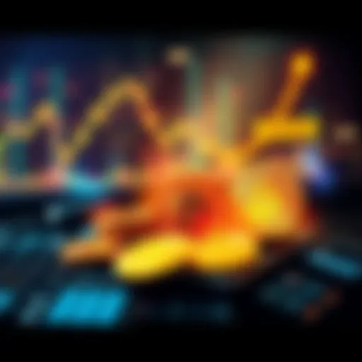 A graphic showing the potential future value of a Bitcoin investment with a rising price chart and Bitcoin symbols