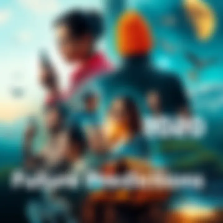 A collage showing technology, society, and environment trends for 2029-2030, featuring smart devices, diverse people, and nature scenes.