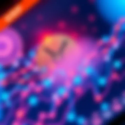 Concept image of XRP cryptocurrency with a graph showing increasing value trends towards 2030.