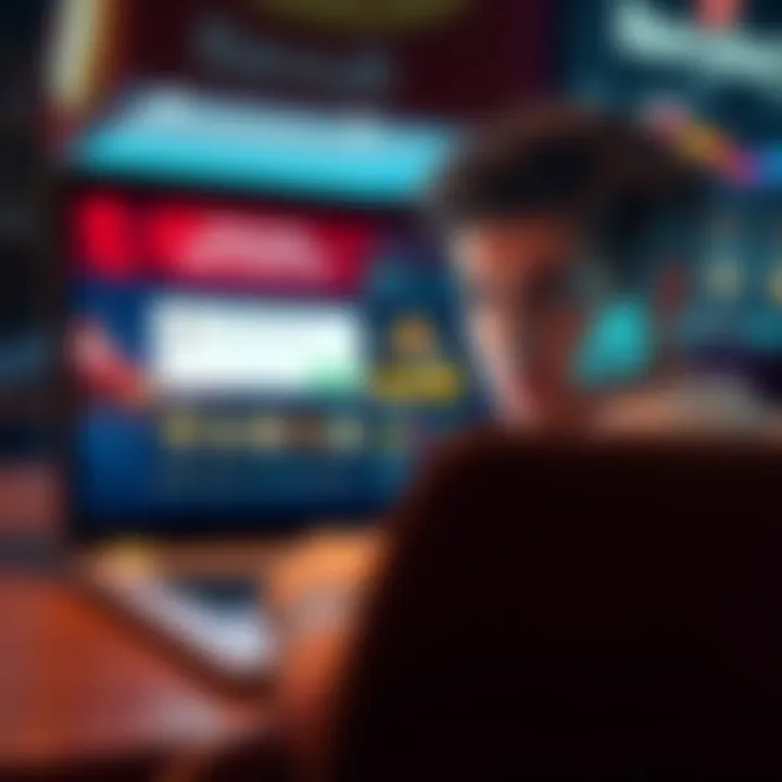 Gambling risks with Revolut A worried person looking at a laptop screen showing an overseas gambling site and a Revolut payment page, with a concerned expression.