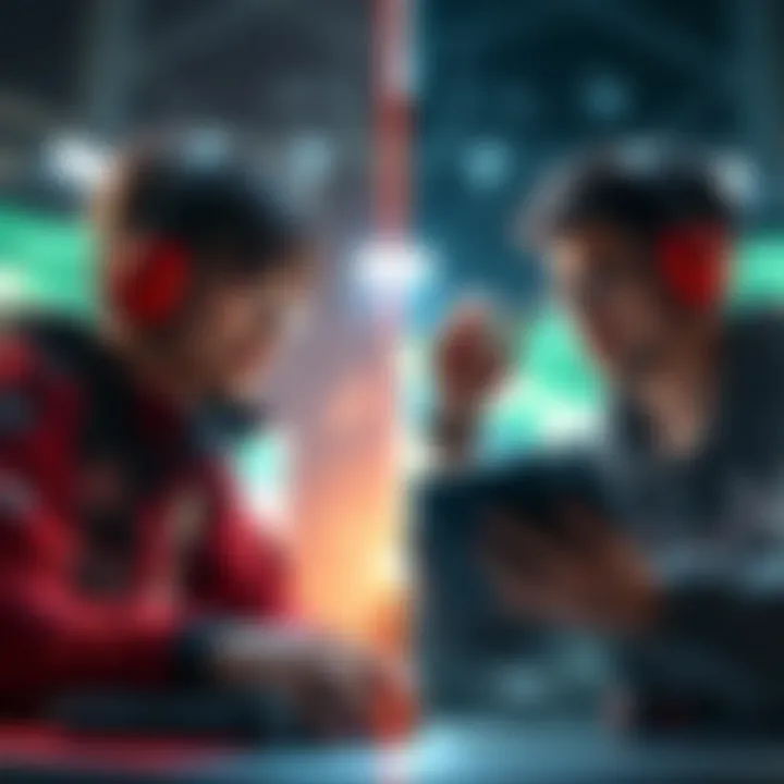 Game Progress Comparison A side-by-side comparison of two players in a game. One player is advancing quickly while the other struggles, highlighting the illusion of rapid growth.