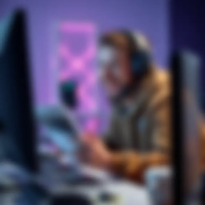 A gamer laughing while reading a humorous game progression post on their computer, showing shock on their face at developer reactions.
