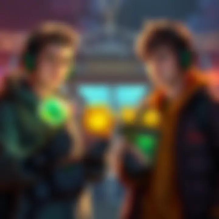 Two gamers holding legendary items while looking disappointed about not finding epic items