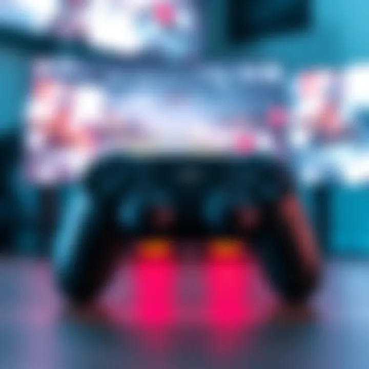 A gaming controller displaying a zoom option on the screen, showcasing enhanced gameplay.