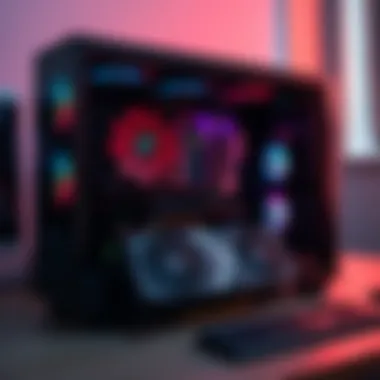 A gaming PC setup showing an Asus dual OC 4070 super GPU with cooling fans running at nighttime, displaying mining software on the screen.