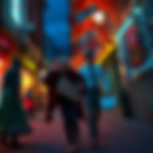 Gereon and Dr. Forster flee through a bustling Carnival street in Cologne, filled with colorful costumes and lively festivities, as they evade danger.