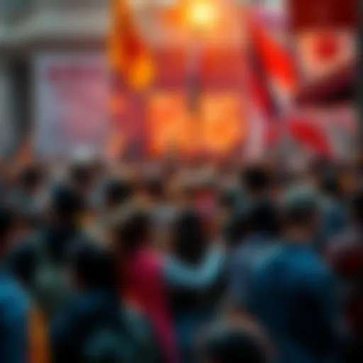 A collage showing diverse people participating in recent global events like protests, community gatherings, and discussions, symbolizing societal reactions.