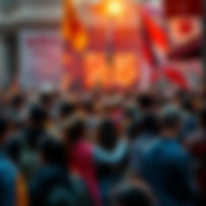 A collage showing diverse people participating in recent global events like protests, community gatherings, and discussions, symbolizing societal reactions.