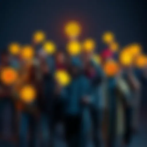 A diverse group of people from different cultures holding Bitcoin symbols, representing global access to cryptocurrency.