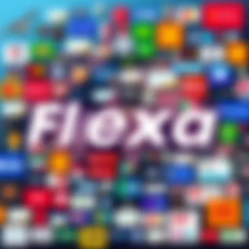 A colorful collage of various global brands and logos partnered with Flexa for digital transactions