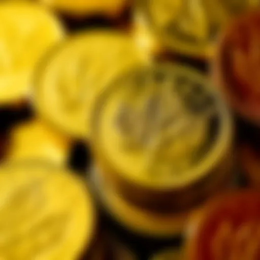 A close-up view of 1/10oz and 1/20oz Gold Maple Leafs coins displayed for purchase
