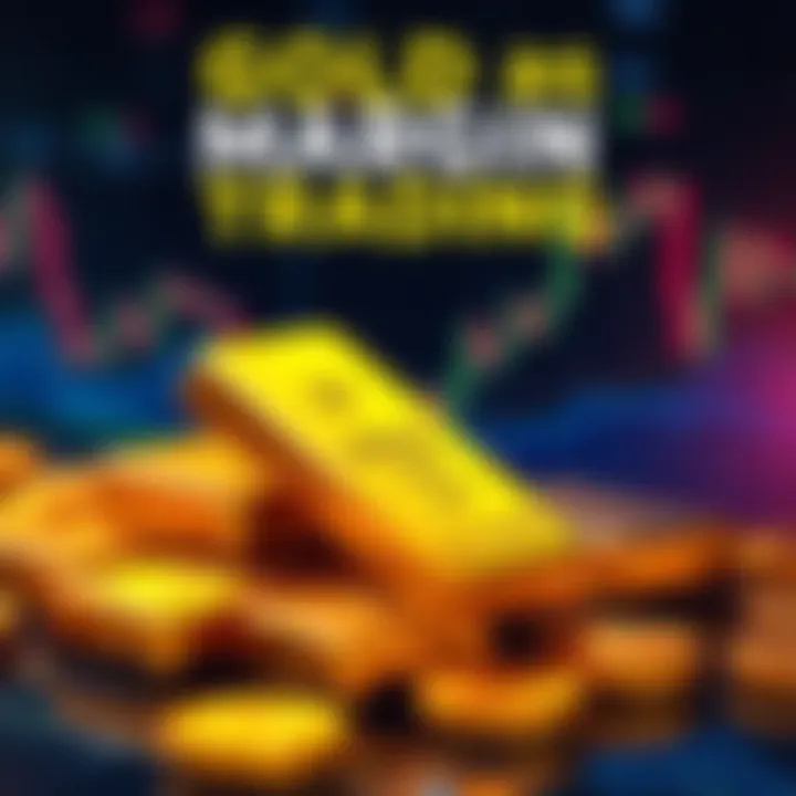 Illustration of tokenized gold bars with trading charts and graphs, representing capital efficiency in trading