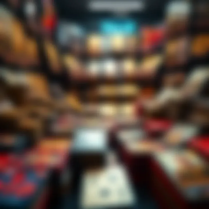 A display of 1300 gold cards and 86 red cards available for purchase, showcasing a variety of designs and colors, appealing to collectors and gamers.