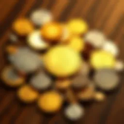 A variety of gold and silver coins displayed on a wooden surface, representing secure investments in physical metals.