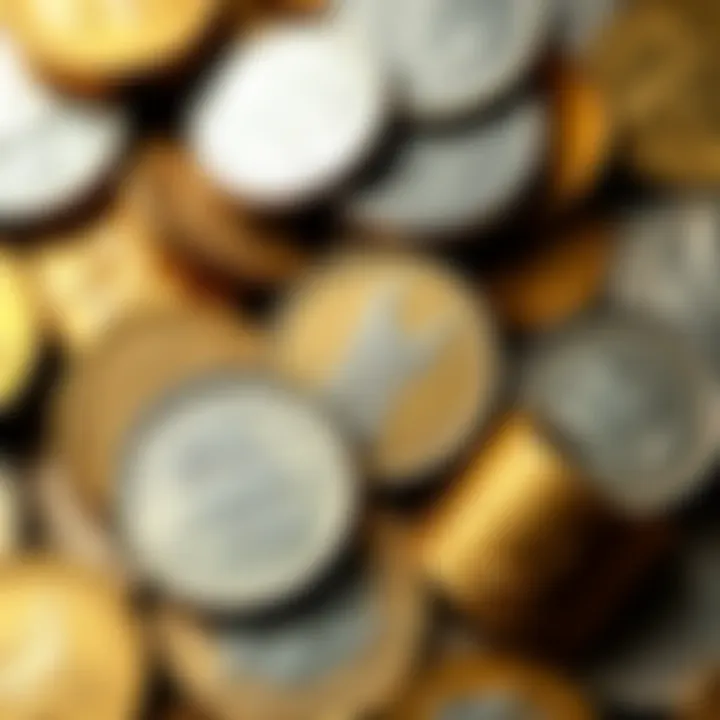 A variety of gold and silver coins including rare Morgan Dollars and Japanese Koban displayed together