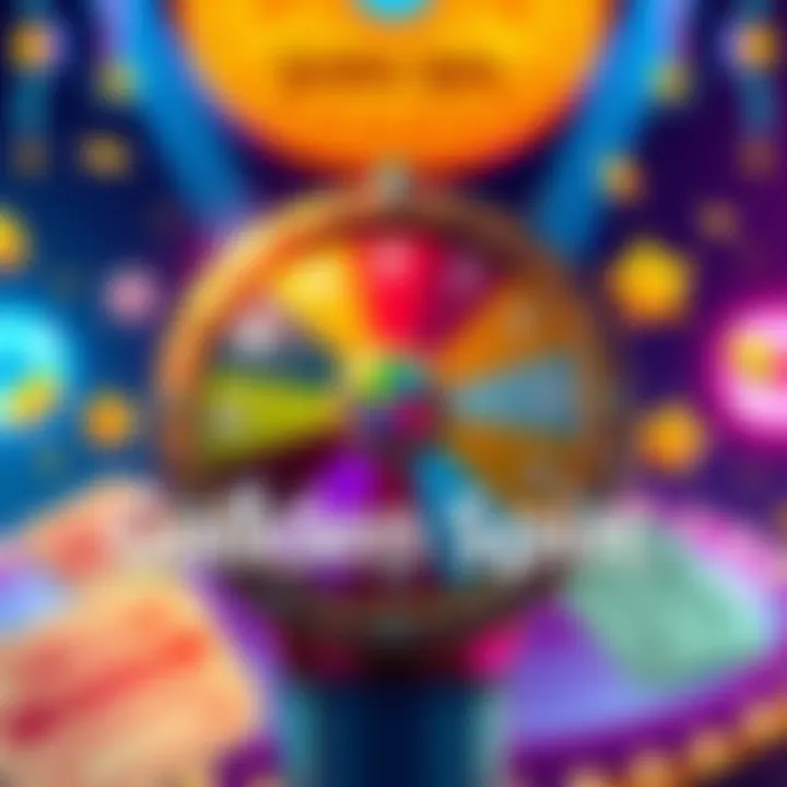 Golden Spin Daily Challenges A colorful golden spinner with raffle tickets and daily challenge icons around it, showcasing the rewards players can earn.