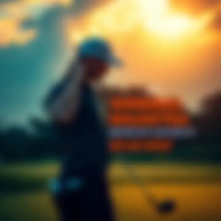Golf player focusing on a mantra A golfer standing on the course, concentrating while holding a golf club, embodying a motivational phrase
