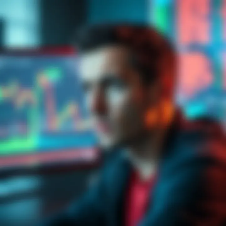A Google software engineer looking worried, with a computer screen displaying Polymarket and stock charts in the background.