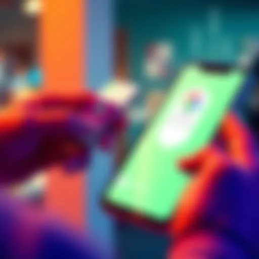 A person making a purchase with Google Pay on a smartphone, with visible rewards points accumulating, symbolizing investment growth.