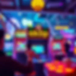 A colorful screenshot of the Gossip Harbor Atlas arcade game showcasing vibrant graphics and characters in action.