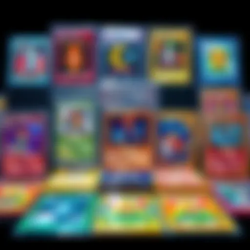 A collection of graded Pokémon and One Piece trading cards displayed with vibrant colors and protective cases