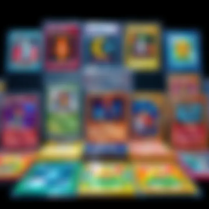 A collection of graded Pokémon and One Piece trading cards displayed with vibrant colors and protective cases