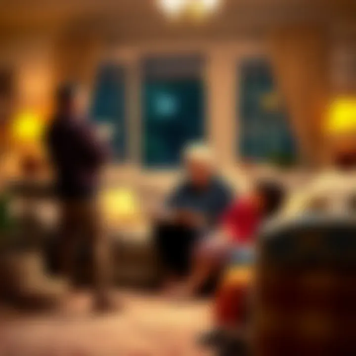 A grandmother sitting in a cozy living room, sharing stories with her grandchildren, surrounded by family photos and warm lighting, creating an atmosphere of love and wisdom.