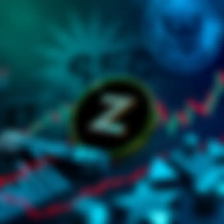 Graphic showing Zcash logo with financial charts indicating growth and the SEC emblem in the background.