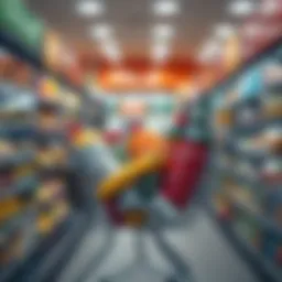 A shopping cart filled with grocery items, representing the increase in food costs. Families are affected by higher prices at the store.