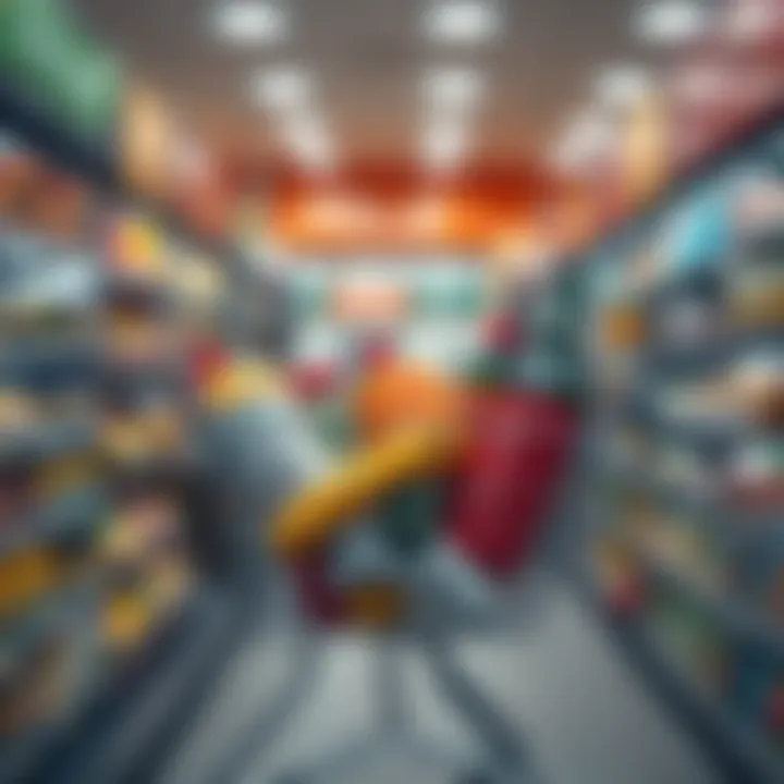 A shopping cart filled with grocery items, representing the increase in food costs. Families are affected by higher prices at the store.