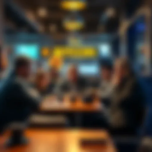 People gathered around a table discussing Roger Ver's book 'Hijacking Bitcoin' in a Los Angeles cafe