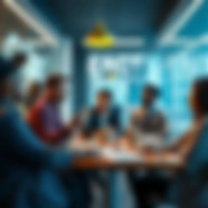 A diverse group of investors discussing alternative assets like cryptocurrencies and oil in an office setting.